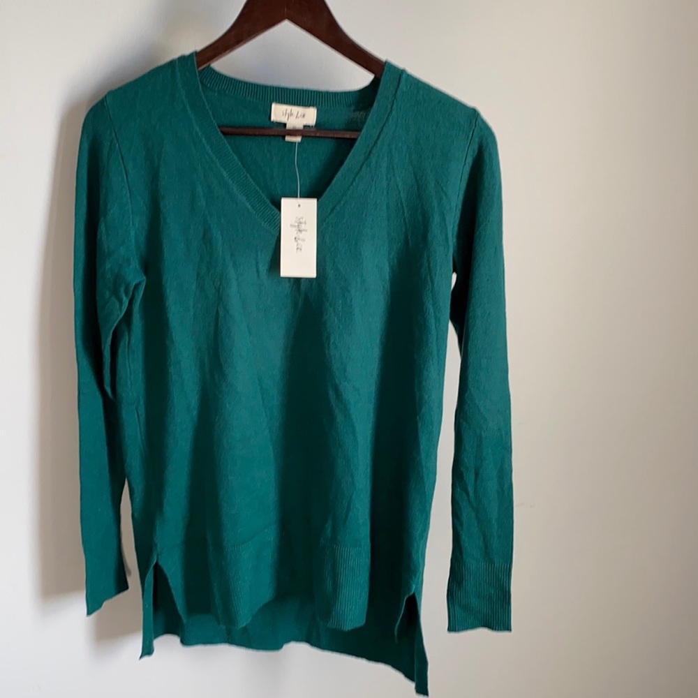 NWT! Style And Co Ladies Green High Low Pullover